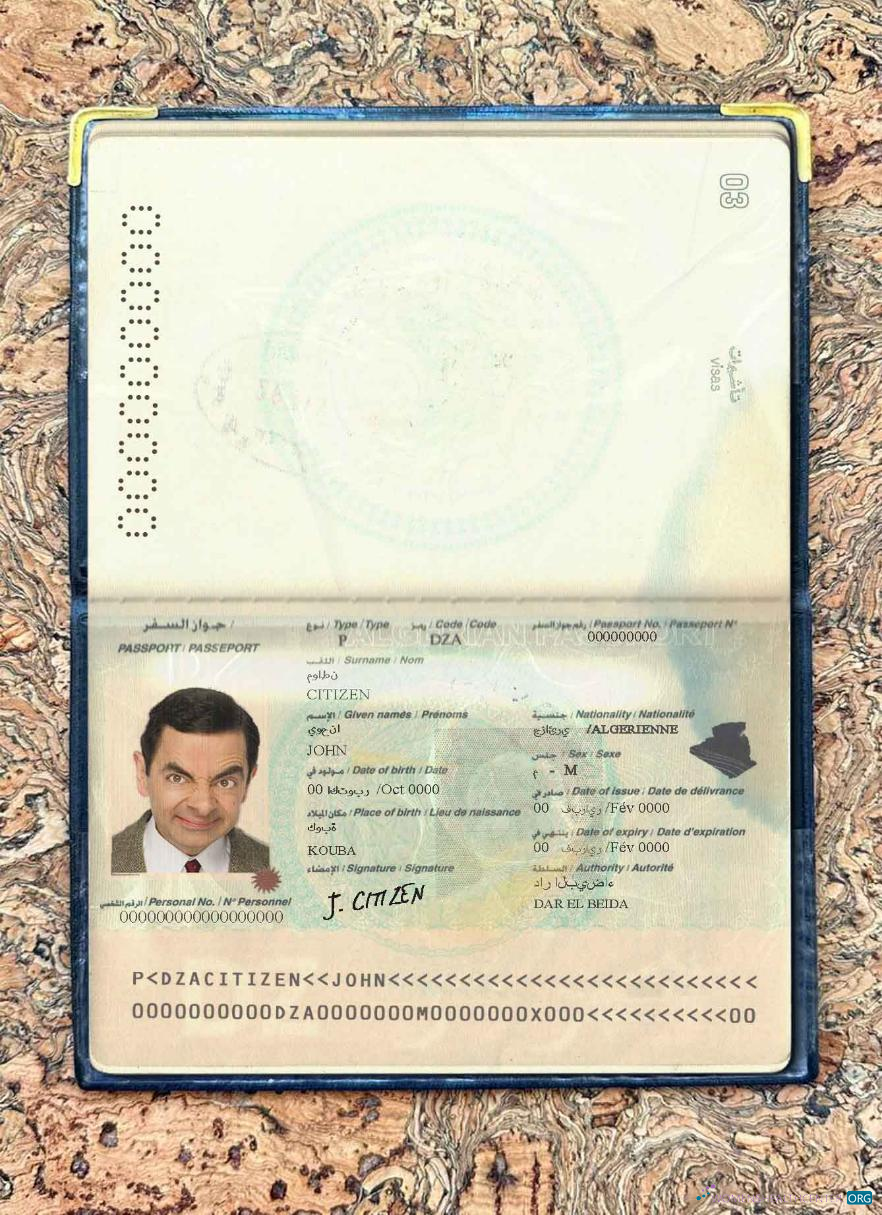 Download Algeria passport photo look Photoshop template